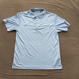 TravisMathew Polo Shirt Mens Large Blue Golf Performance 1854 Embroidered Logo